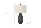 24" Black Round Table Lamp With Ivory Drum Shade