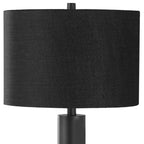 28" Black Metal and Acrylic Cylinder Table Lamp With Black Drum Shade