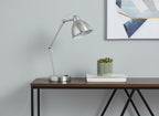 17" Nickel Metal Round USB Table Lamp With Nickel Dome Shade