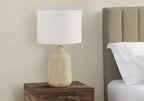 24" Beige Concrete Urn Table Lamp With Ivory Drum Shade