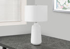 26" Cream Ceramic Cylinder Table Lamp With Cream Drum Shade