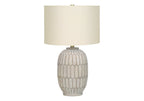 24" Cream Geometric Table Lamp With Cream Drum Shade