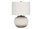 21" Cream Ceramic Round Table Lamp With Cream Drum Shade