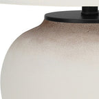 21" Cream Ceramic Round Table Lamp With Cream Drum Shade