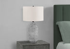 27" Gray Cylinder Table Lamp With Ivory Drum Shade
