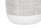 27" Gray and White Ceramic Round Table Lamp With Gray Drum Shade