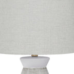 27" Gray and White Ceramic Round Table Lamp With Gray Drum Shade