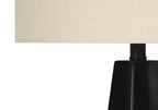 27" Black Geometric Table Lamp With Beige Drum Shade