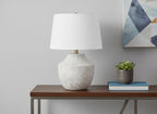 20" Cream Concrete Urn Table Lamp With Cream Empire Shade