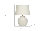 20" Cream Concrete Urn Table Lamp With Cream Empire Shade