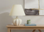 21" Cream Round Table Lamp With Cream Empire Shade