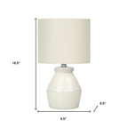 17" Cream Ceramic Geometric Table Lamp With Cream Drum Shade