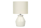 17" Cream Ceramic Geometric Table Lamp With Cream Drum Shade