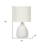 17" Cream Ceramic Round Table Lamp With Cream Drum Shade