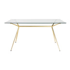 60" Clear And Gold Glass And Steel Dining Table