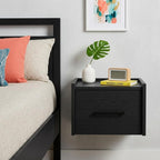 10" Black Wood One Drawer Floating Nightstand