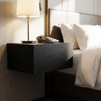 16" Black Wood One Drawer Floating Nightstand
