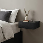 16" Black Wood One Drawer Floating Nightstand