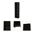 70" Black Wood Five Tier Bookcase