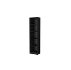 70" Black Wood Five Tier Bookcase