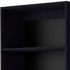 71" Black Five Tier Bookcase with Two doors
