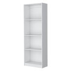 71" White Wood Four Tier Bookcase