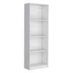 71" White Wood Four Tier Bookcase