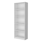71" White Wood Five Tier Bookcase