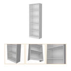 71" White Wood Five Tier Bookcase