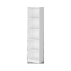 71" White Wood Five Tier Bookcase