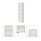 71" White Wood Five Tier Bookcase