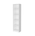 71" White Wood Five Tier Bookcase