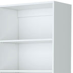71" White Wood Three Tier Bookcase with Two Doors