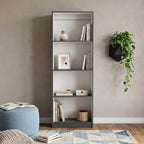 71" Gray And White Wood Four Tier Bookcase