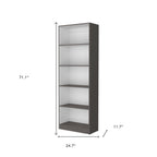 71" Gray And White Wood Five Tier Bookcase