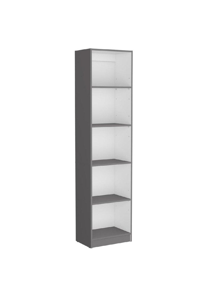 71" Gray And White Wood Five Tier Bookcase