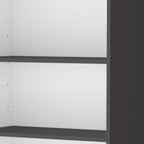 71" Gray And White Wood Three Tier Bookcase with Two Doors