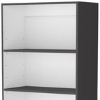 71" Gray And White Wood Three Tier Bookcase with Two Doors
