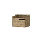 13" Beige Wood One Drawer Floating Nightstand