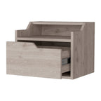 13" Gray Wood One Drawer Floating Nightstand