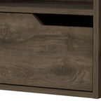 13" Brown Wood One Drawer Floating Nightstand
