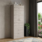 23" Light Gray Wood Accent Cabinet With Two Doors And Two Drawers