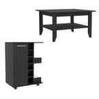 Set Of Two Black Wood Coffee Table