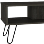 Set Of Two Black and Espresso Wood Coffee Table With Two Shelves