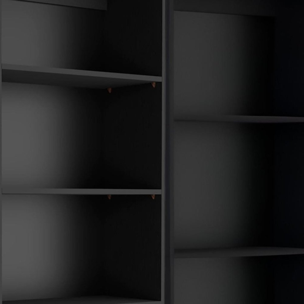 Set of Two Black Wood Multi Tier Bookcases