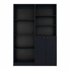 Set of Two 71" Black Bookcase With Two Doors