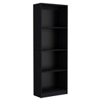 Set of Three Black Wood Five Tier Bookcase with Two Doors