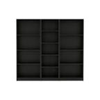 Set of Three Black Wood Five Tier Bookcase