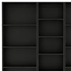 Set of Three Black Wood Five Tier Bookcase