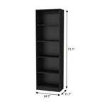 Set of Three Black Wood Five Tier Bookcase